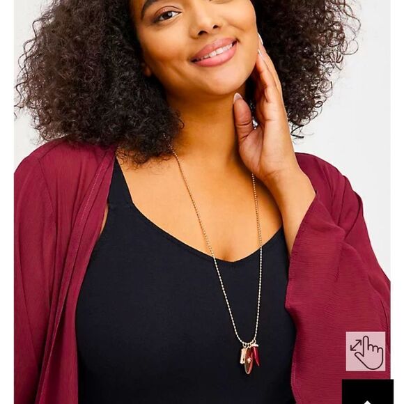 TORRID PAVE HORN WITH CHARMS PENDANT. GOLD TONE - Picture 1 of 3